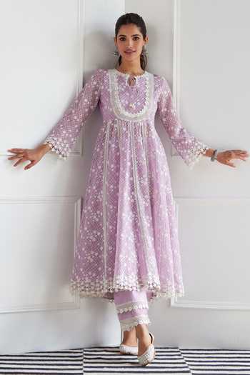 Purple Viscose Rayon Pant Anarkali main image 0