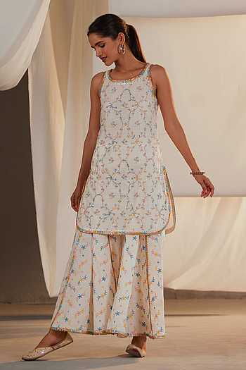 Mulmul Supima Cotton Makayla Off White Kurta