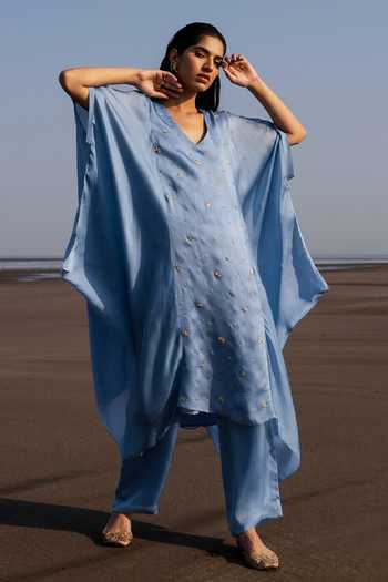 Women Floral Organza Ethereal Embroidery Kurta Set