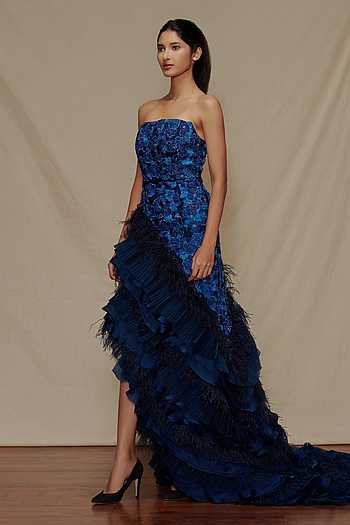 DINA Ice Blue Embellished Trail Cape (2PC)