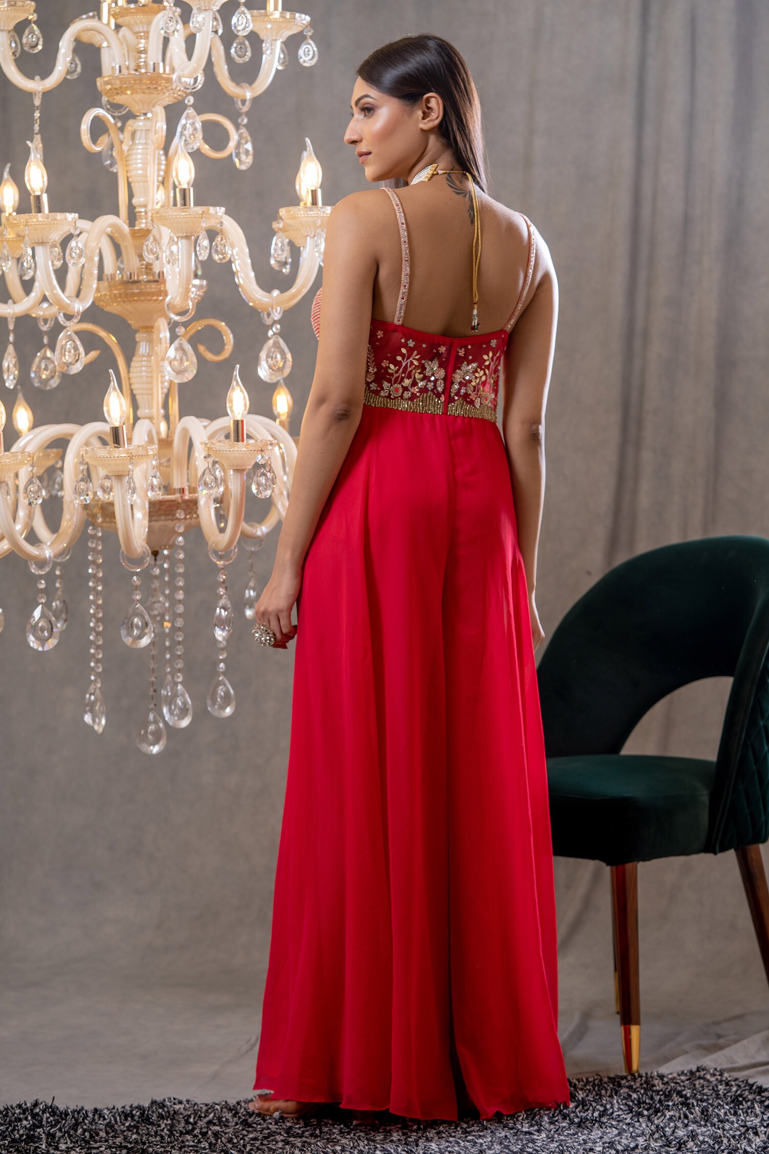 Buy Tamaraa By Tahani Pink Silk Ruby Sequin Embroidered Jumpsuit Online ...