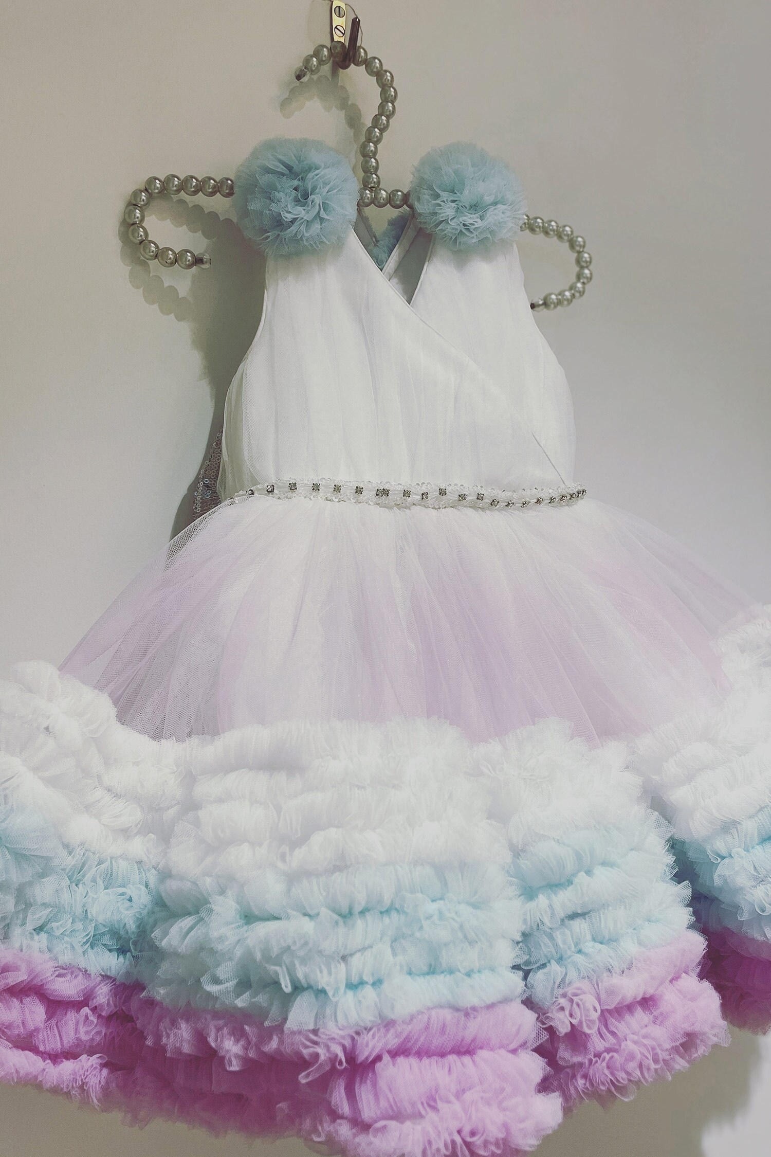 Buy Ranikidswear White Net Ruffle Dress For Girls Online | Aza Fashions