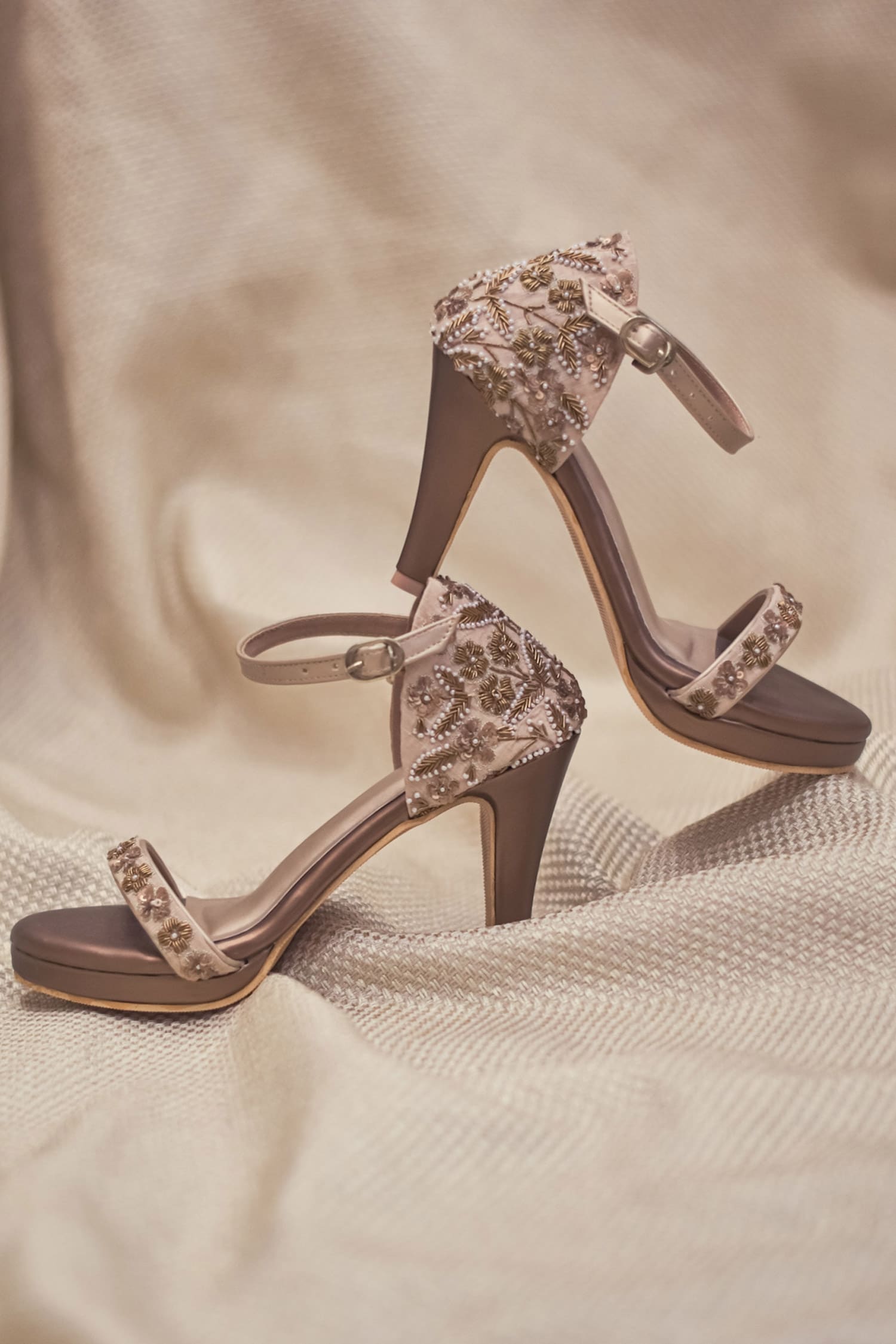 Embroidered sandals store heels