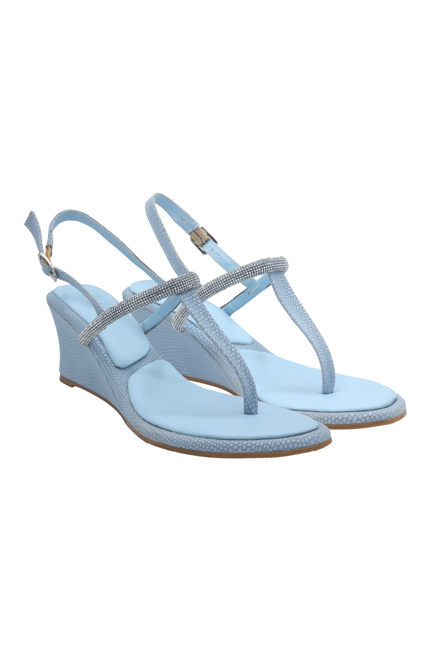 Veruschka by Payal Kothari Blue Faux Leather Strappy Wedge Sandals