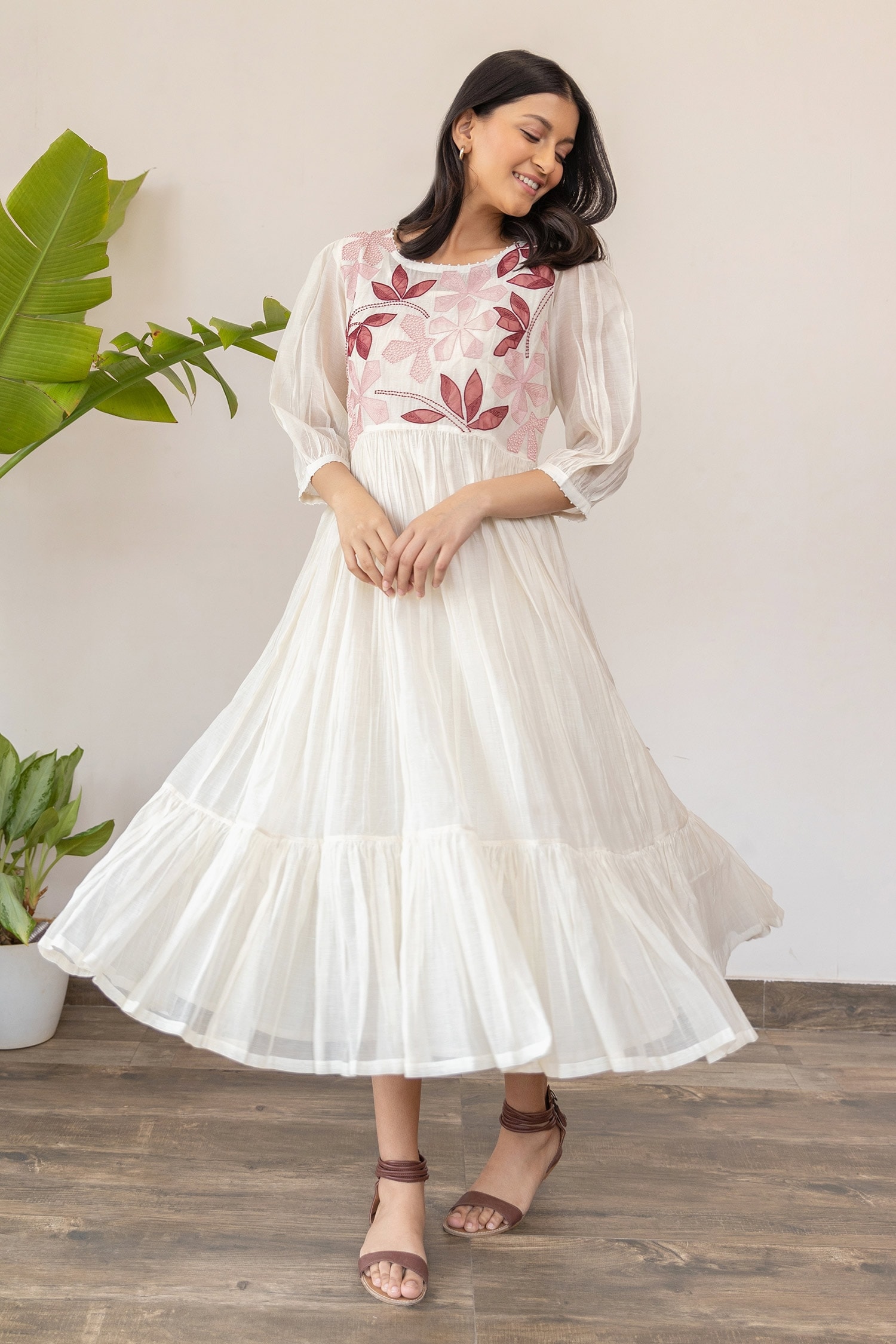 embroidered floral dress white online sales,Up To OFF52 %