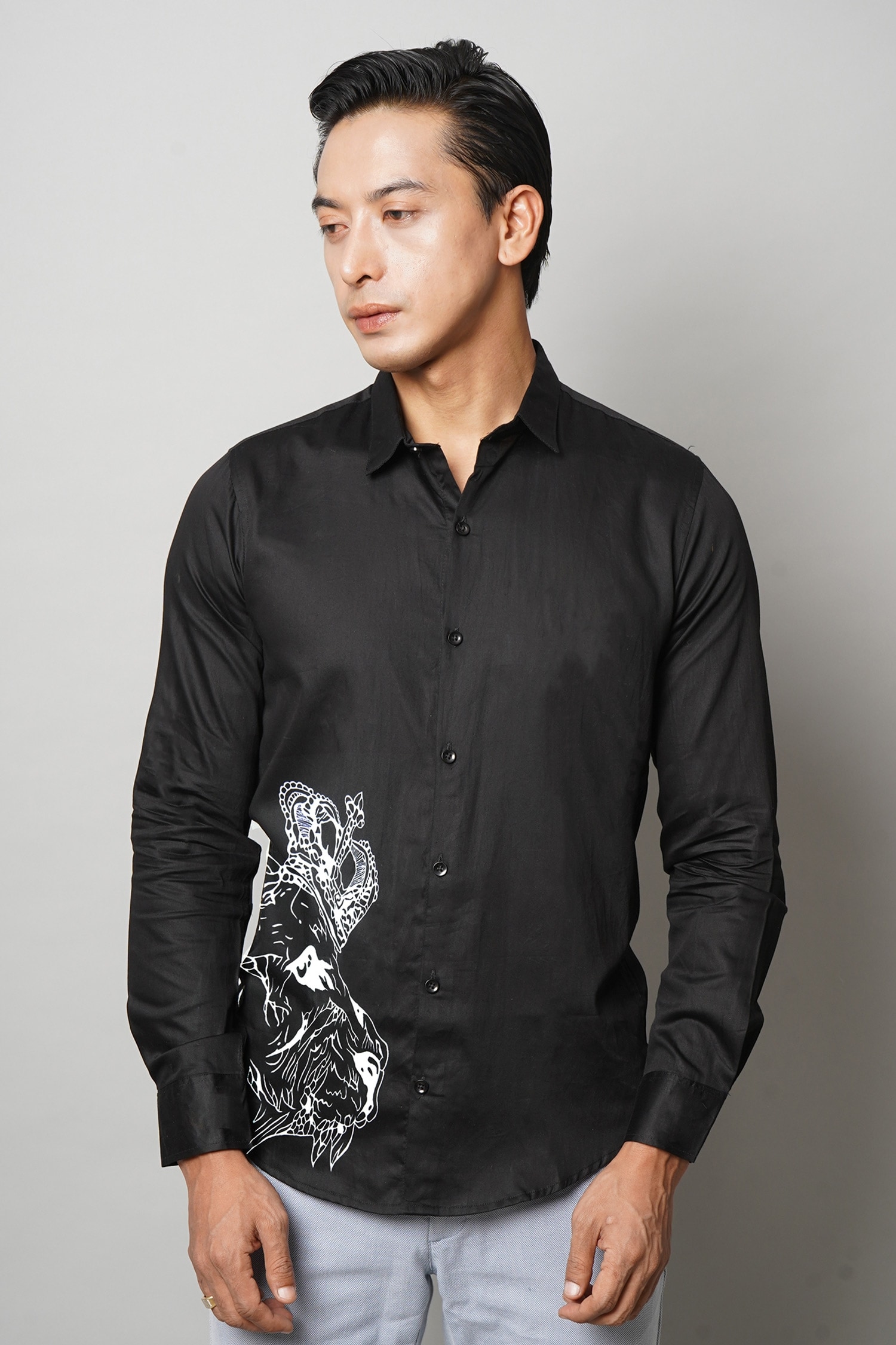 Buy Avalipt Black Cotton Hand Painted Shirt Online | Aza Fashions