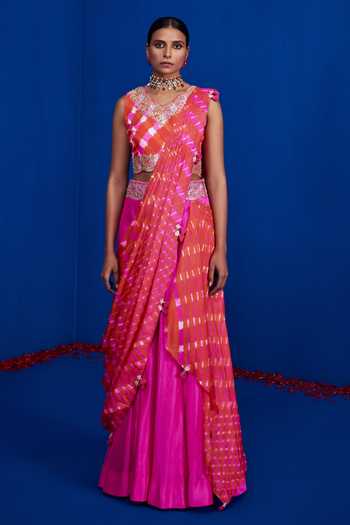 Ready to Wear Saree Lehenga Style in Pink main image 1