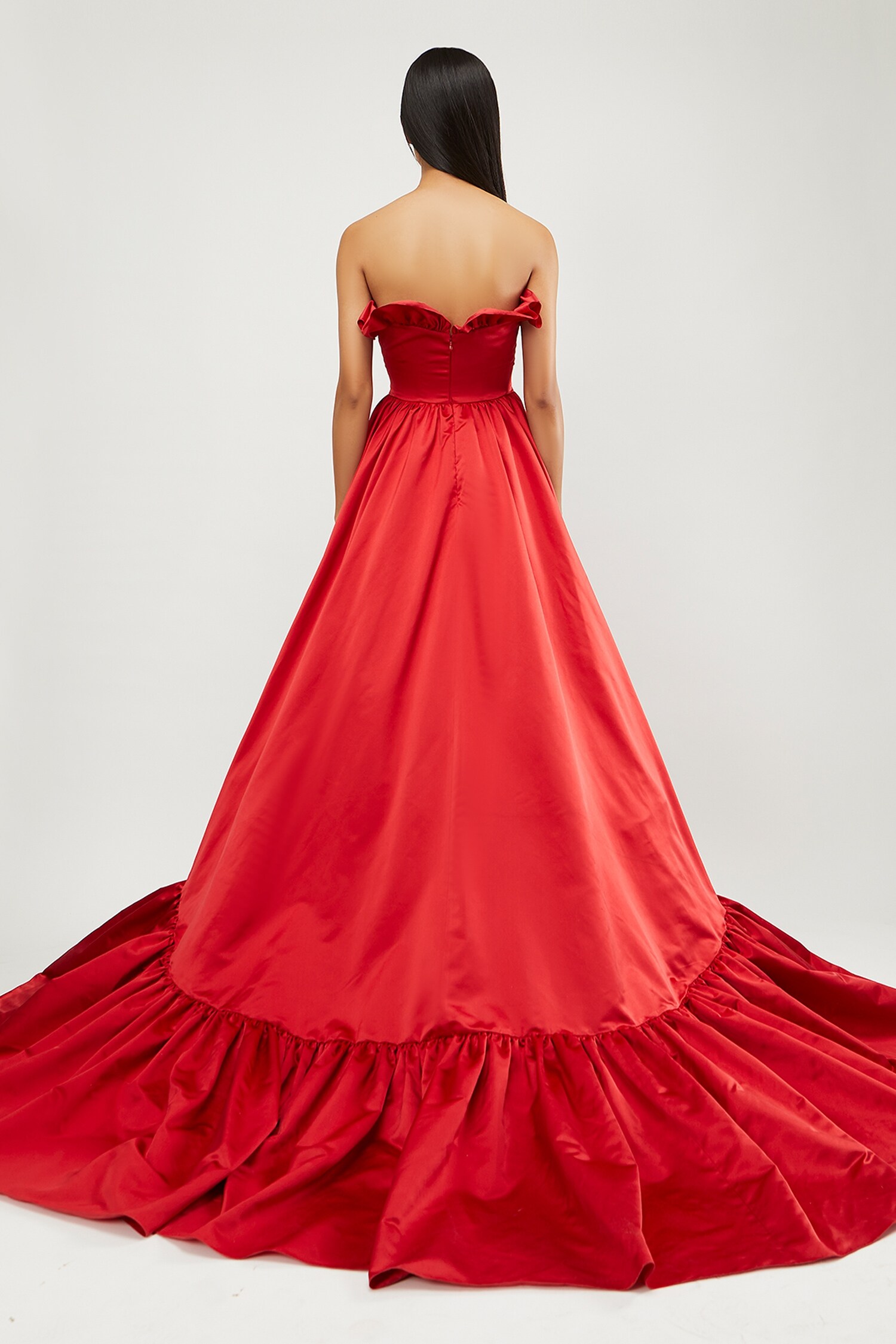 Honey Couture RUBY Red Strapless Ballgown Formal Dress