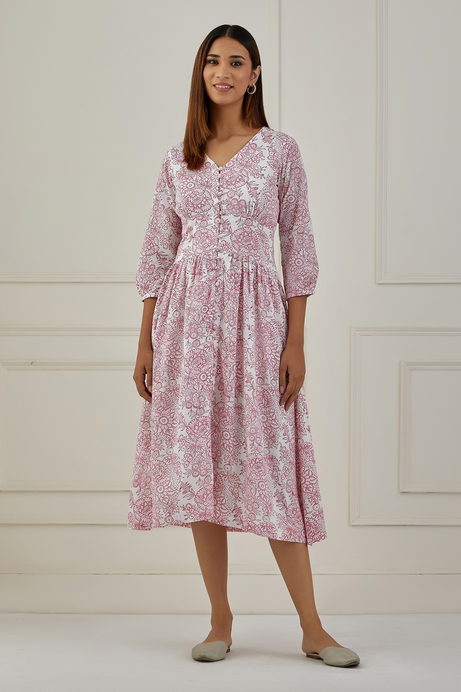 Buy Musal White Cotton Winnipeg Floral Print Dress Online Aza Fashions