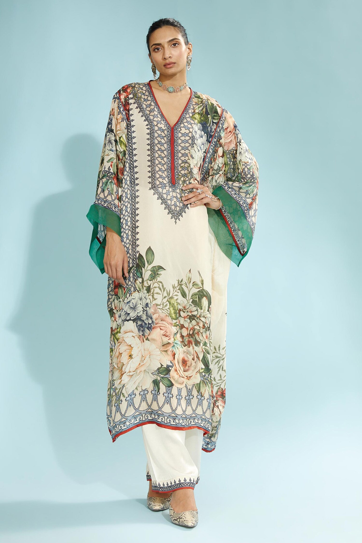 Buy Rajdeep Ranawat Beige Paloma Satin Palazzo Online | Aza Fashions