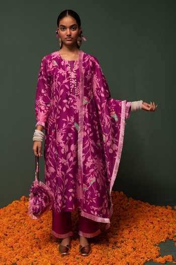 Pink Kurta Set Printed Design
