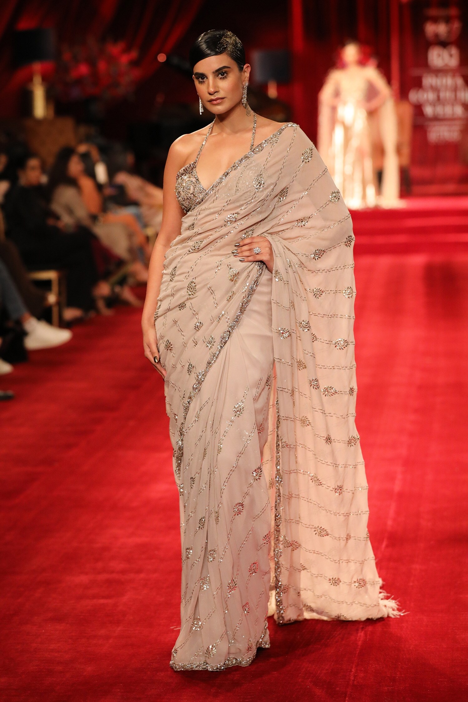 Buy Dolly J Silver Chiffon Cleo Kamdani Saree With Blouse Online Aza