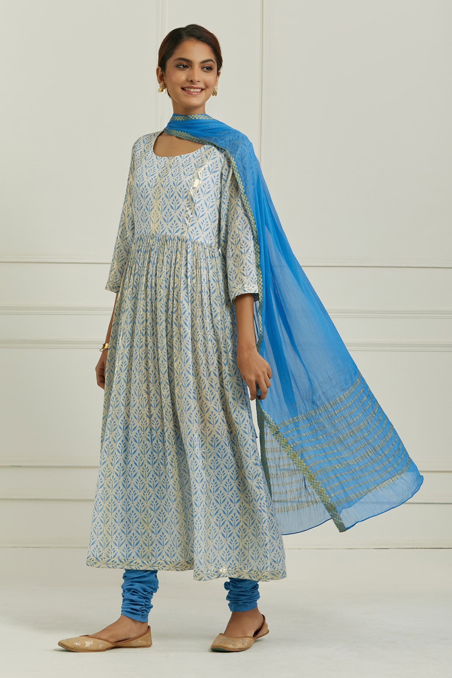 Buy Blue Printed Cotton Churidar For Women by Ikshita Choudhary Online at  Aza Fashions.
