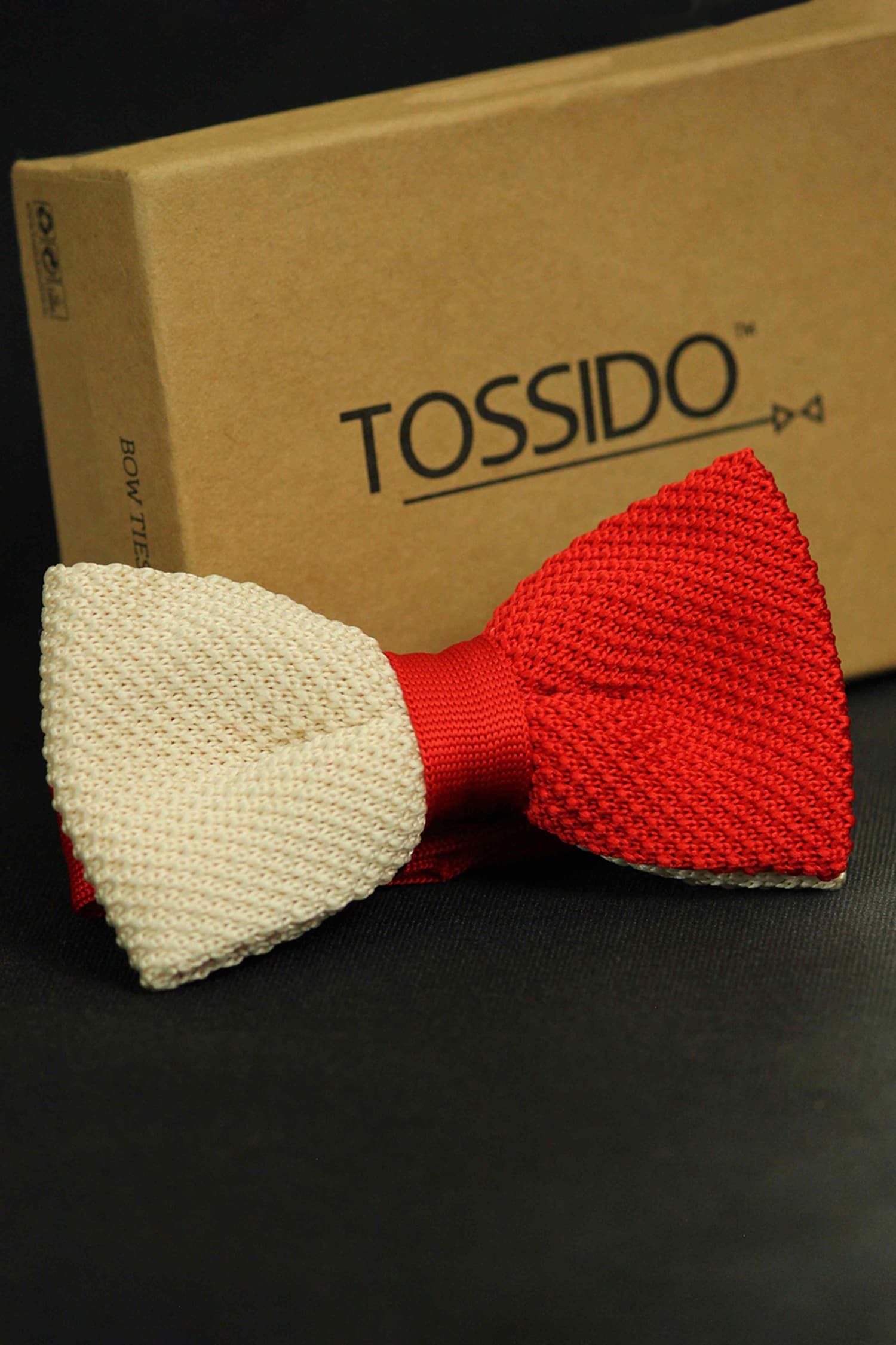 Tossido Red Embroidered Colorblock Bow Tie