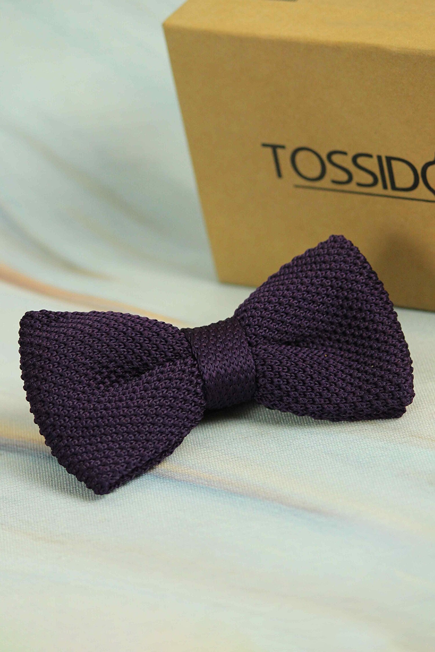 Tossido Purple Embroidered Bow Tie