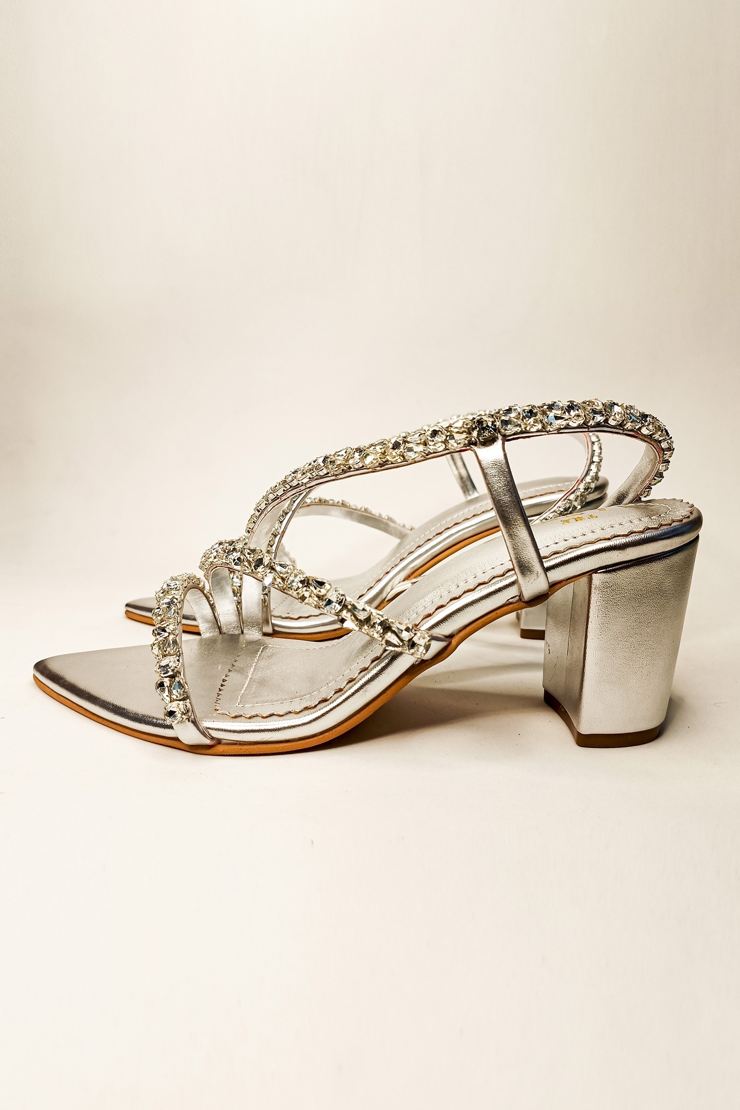 Buy White Embellished Pearl Strap Block Heels by Tiesta Online at Aza  Fashions.