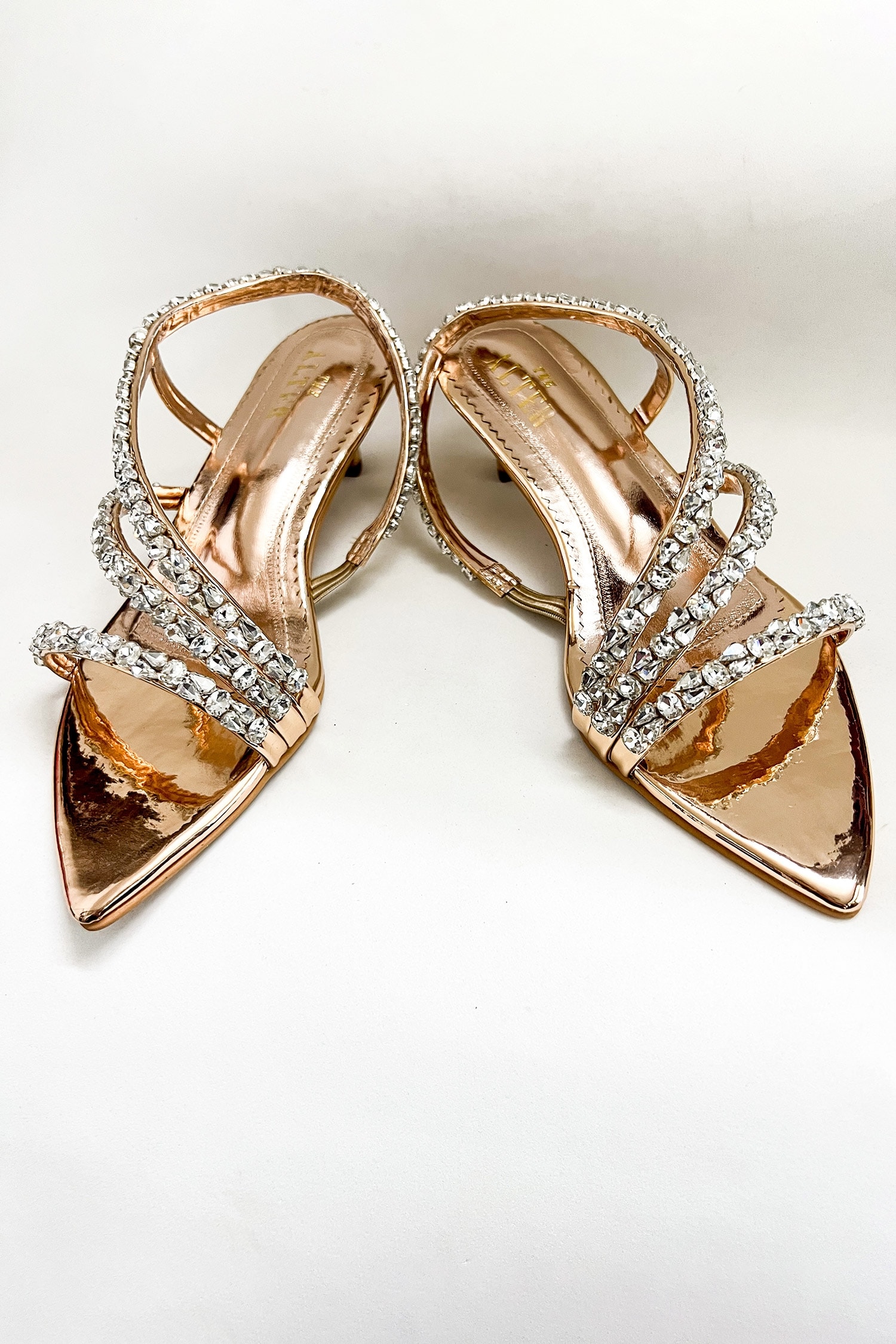 metallic kitten heels