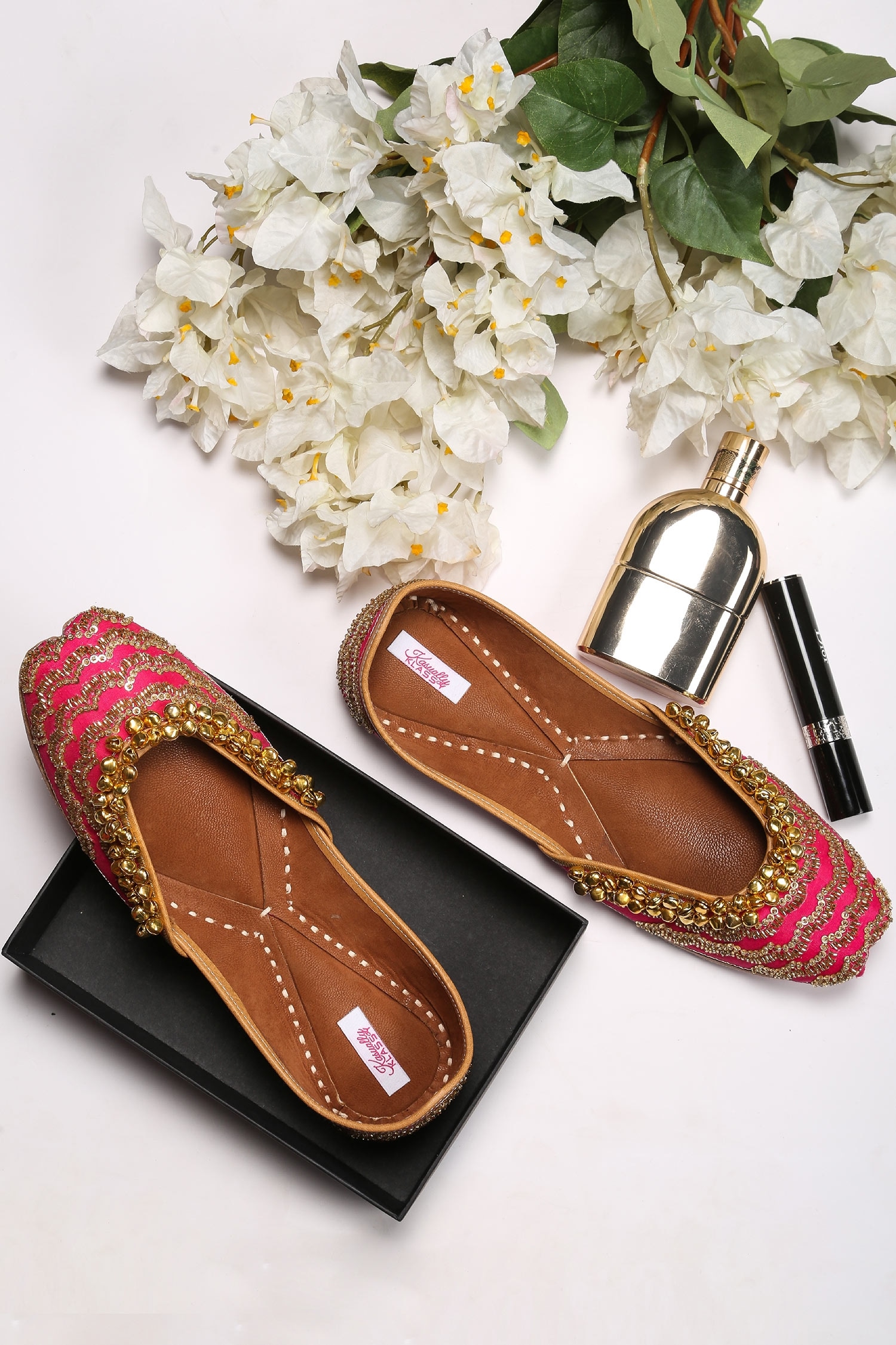 Kasually Klassy Pink Jingle Embellished Juttis