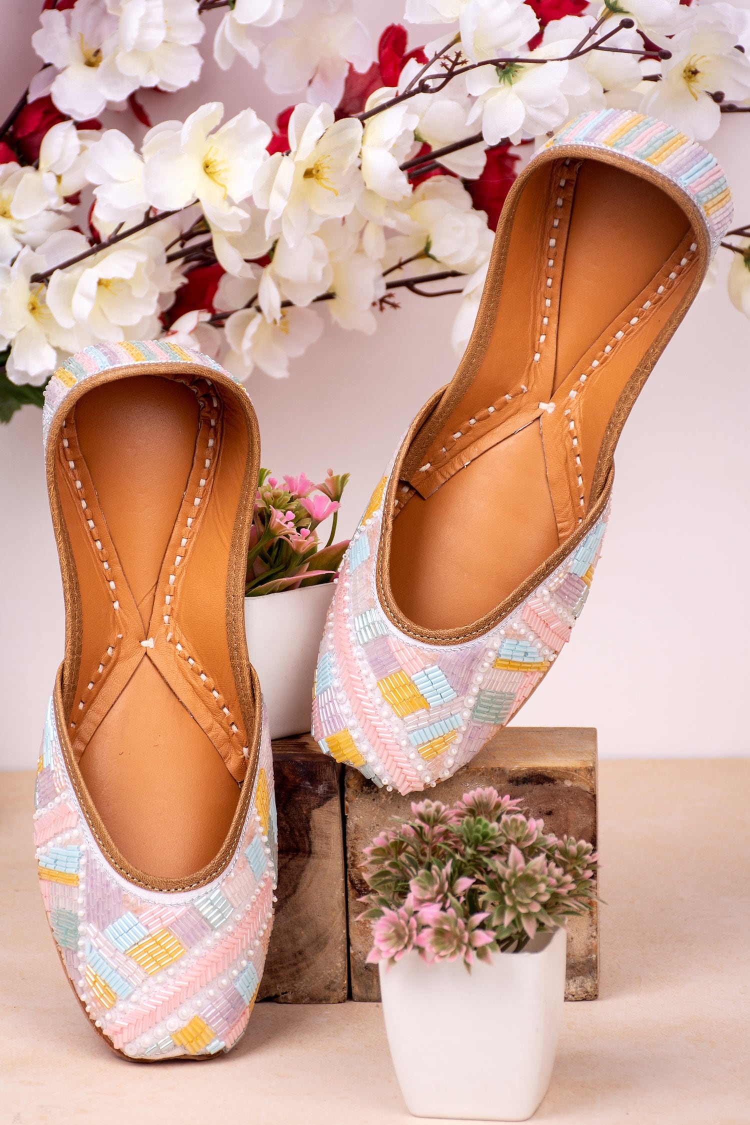 Kasually Klassy Blue Cutdana Embellished Juttis