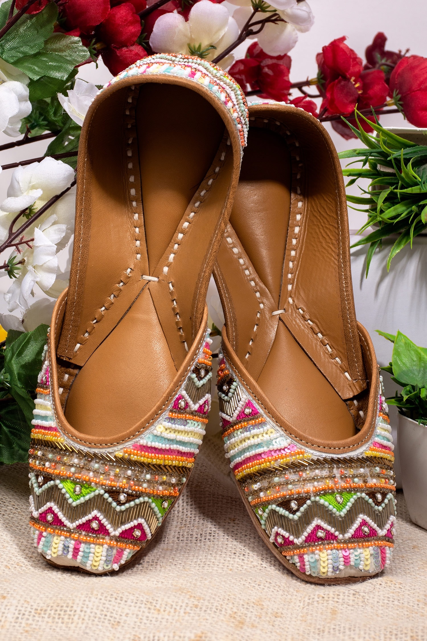 Kasually Klassy Multi Color Embellished Juttis