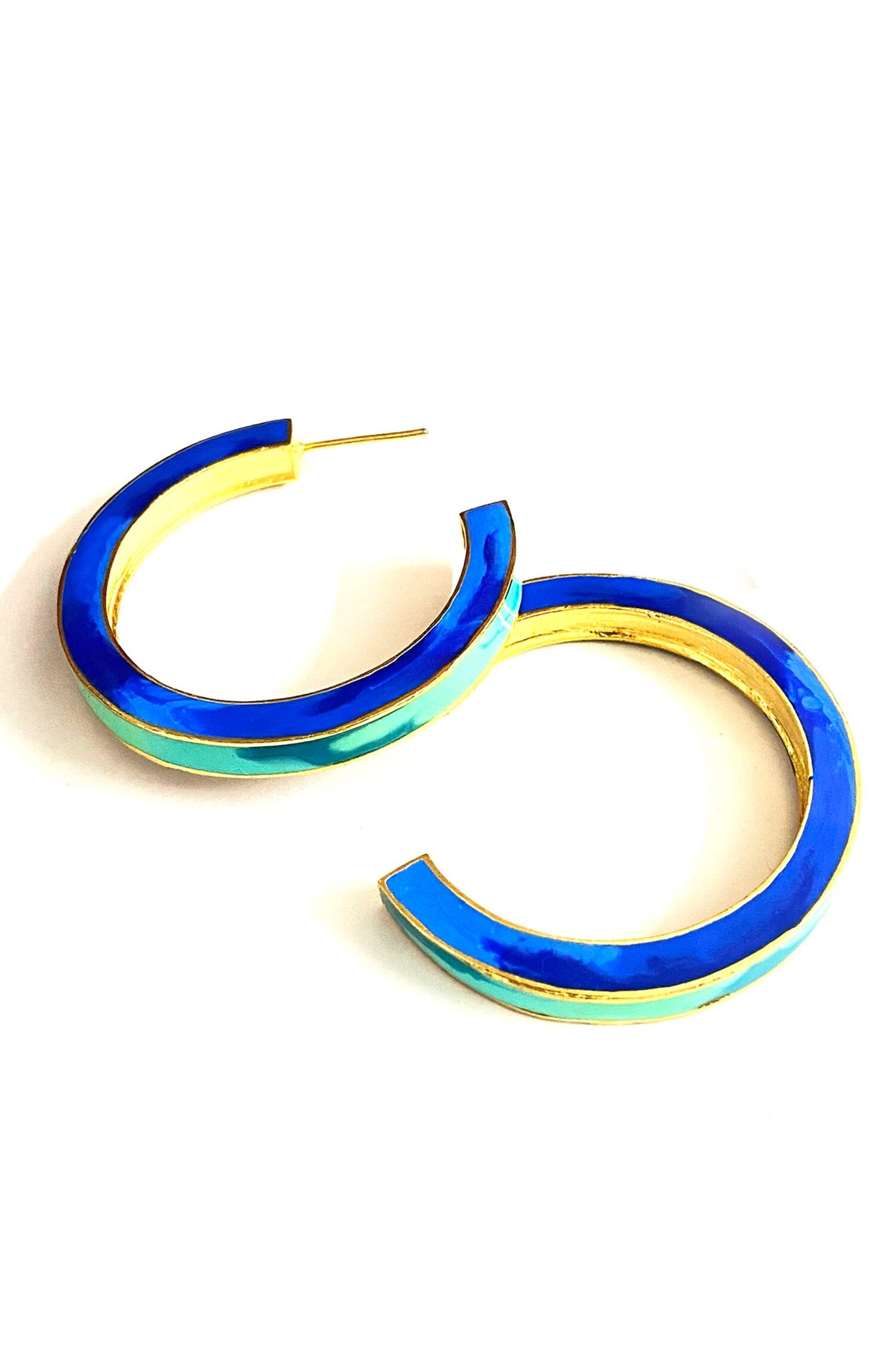 Harper Color Block Hoop Earrings Yellow and Light Blue – INK+ALLOY, LLC
