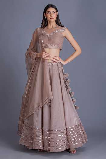 Guilded Sequinned Organza Lehenga Set