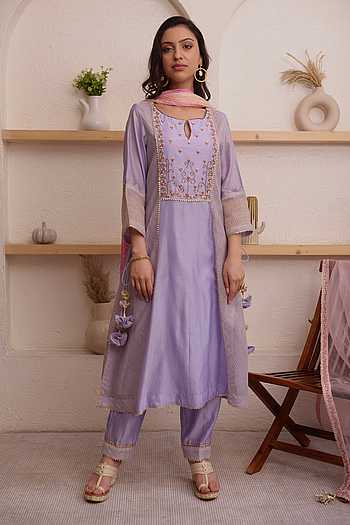 WISTERIA PURPLE CHANDERI KURTA SET