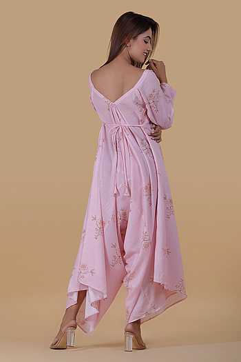 Pink Palazzo Jumpsuit With Detachable Pink Dupatta main image 1