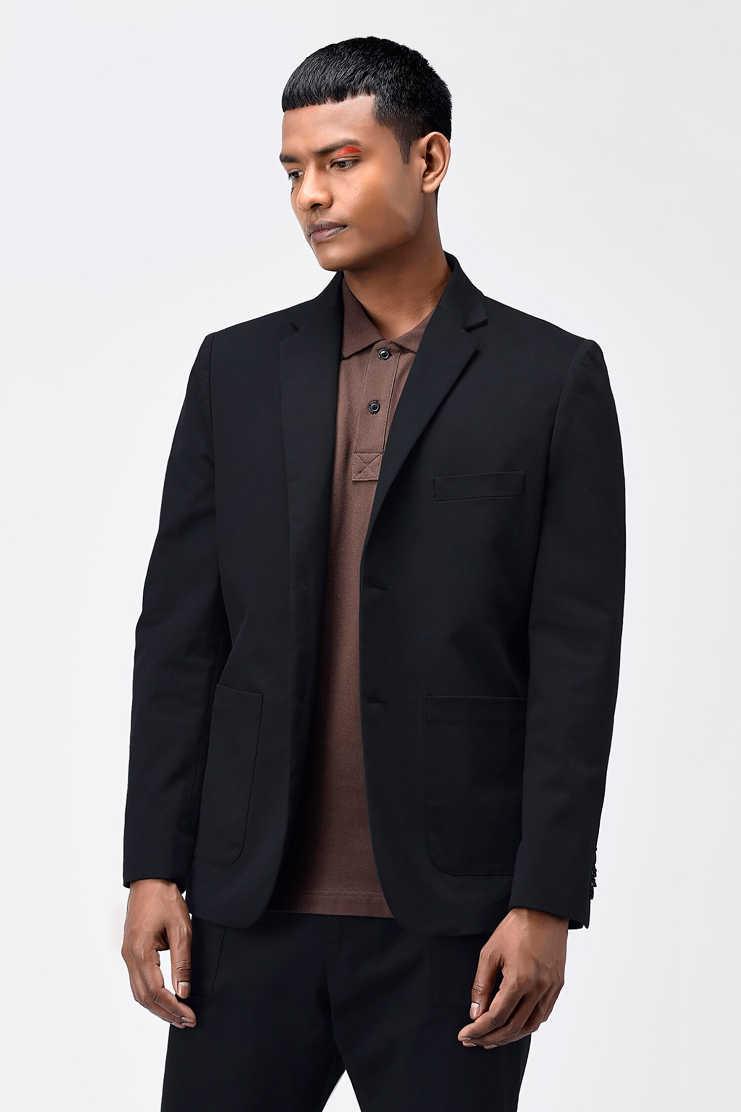 Buy Black Cotton Twill Printed Polka Dot Full Sleeve Jacket For Men by