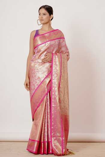 Pink Dharmavaram Silk Saree With Sophisticated Touch and Subtle Elegance main image 0