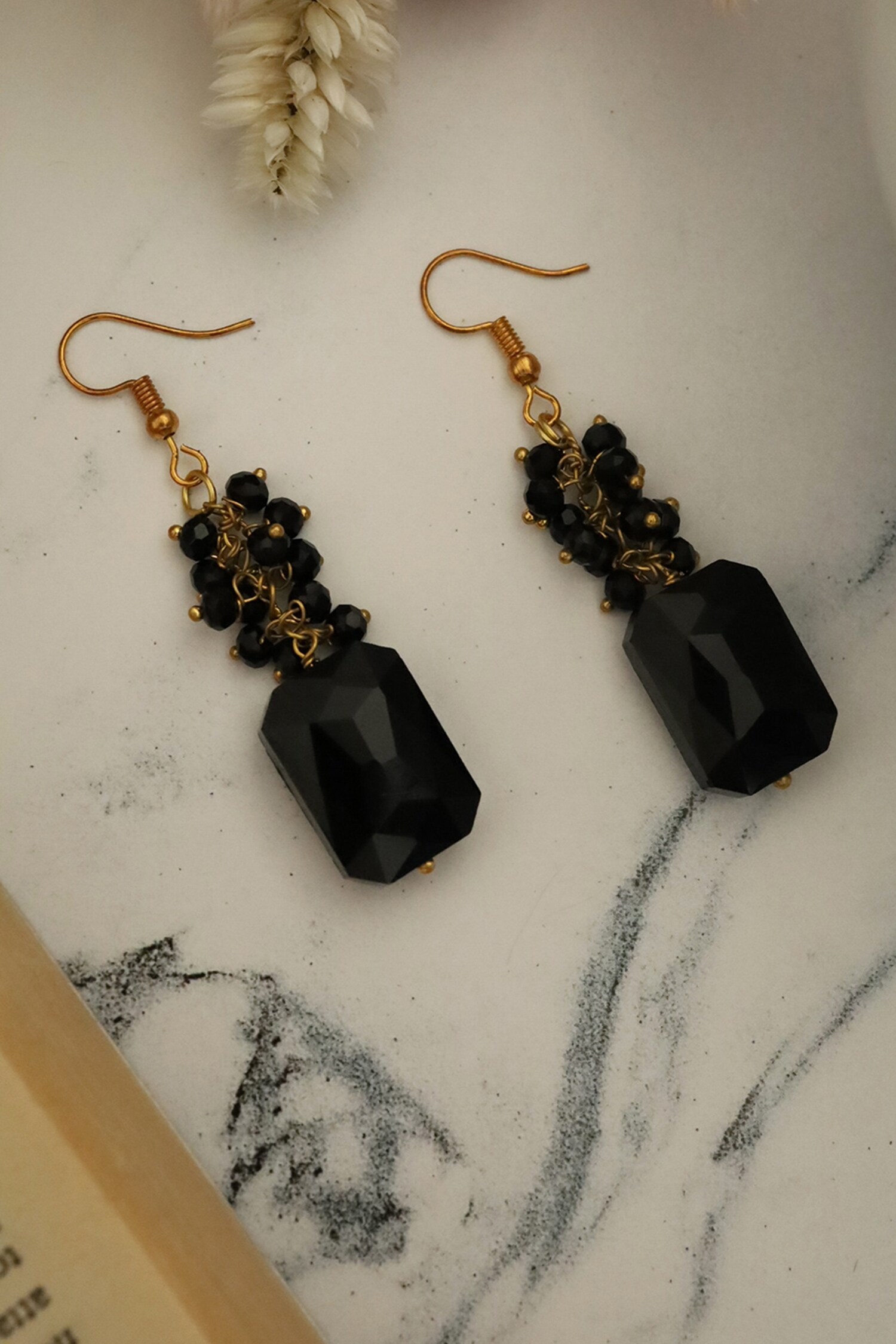 black studs | Gold earrings models, Black stone earrings, Gold bridal  jewellery sets