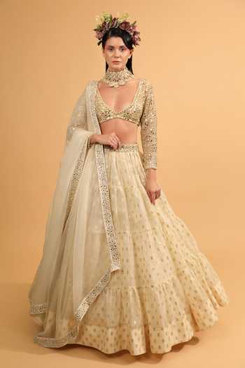 Neha Khullar - Ivory Banarasi Organza Lehenga With Organza Dupatta And Blouse NK41001 main image 1