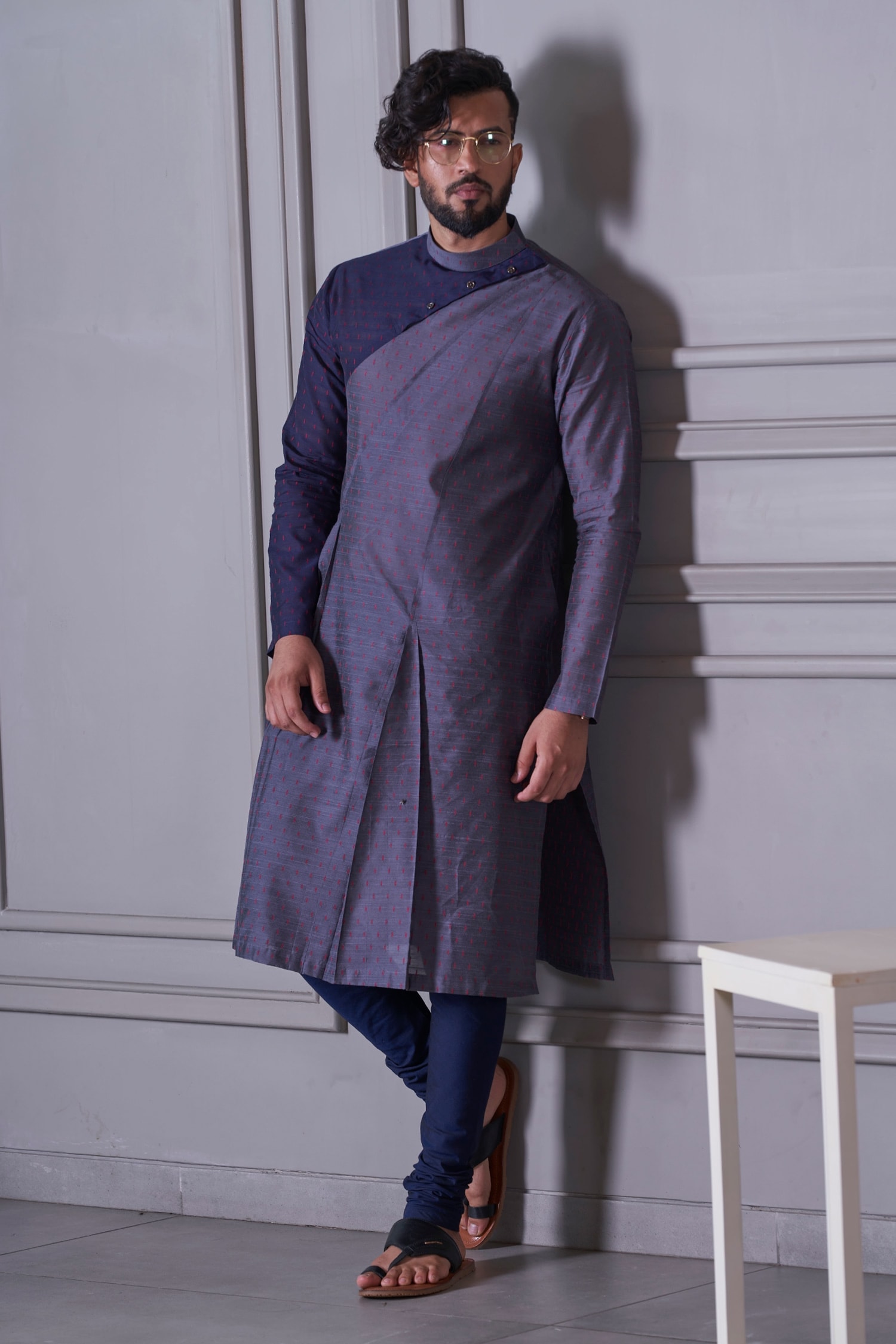 Buy Blue Handloom Cotton Embroidery Geometric Kurta Set For Men by Agape  Online at Aza Fashions.