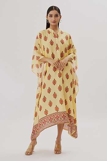 Maresias Kaftan Yellow Star Print main image 1