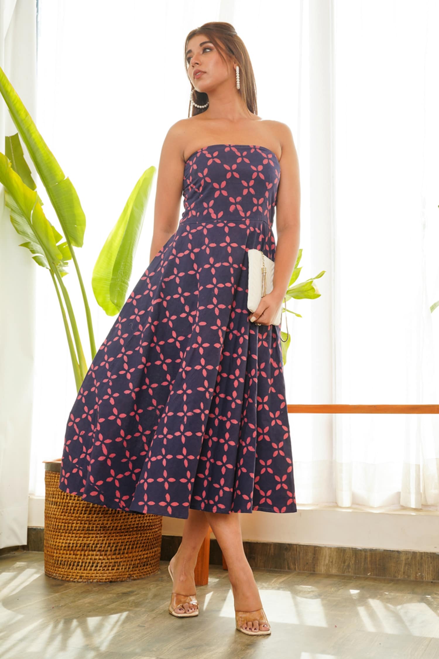 Buy Blue 100 Cotton Printed Geometric Tube Dress For Women by Ruchira