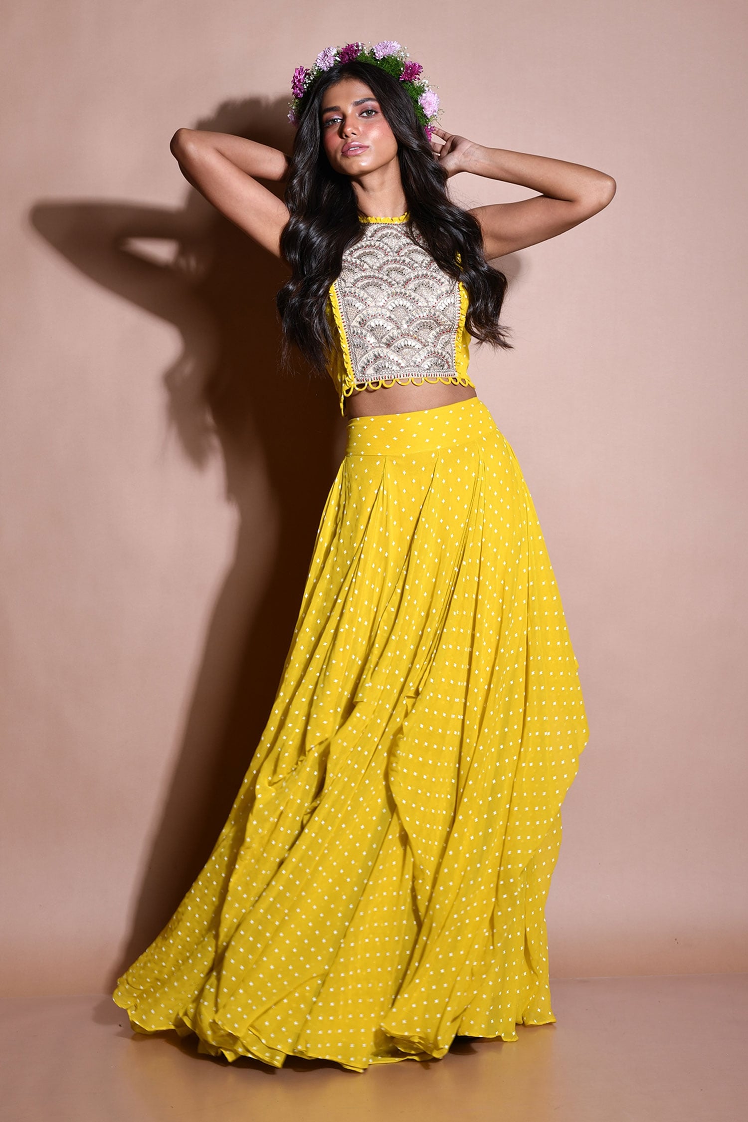 Crop top with outlet long skirt hd images