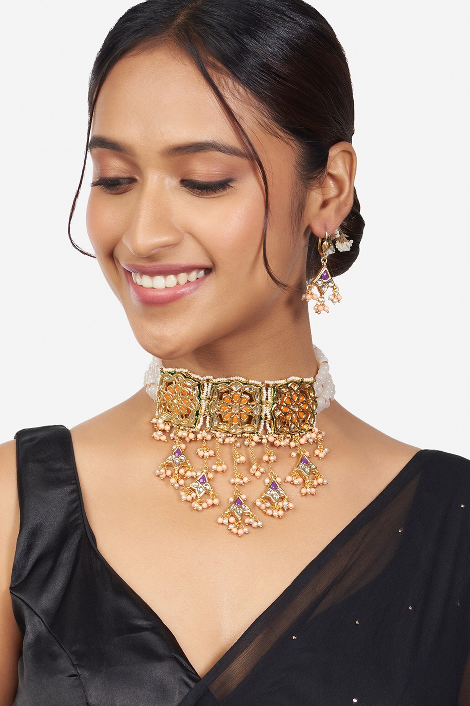 Buy joules by radhika Kundan Embellished Choker Jewellery Set Online
