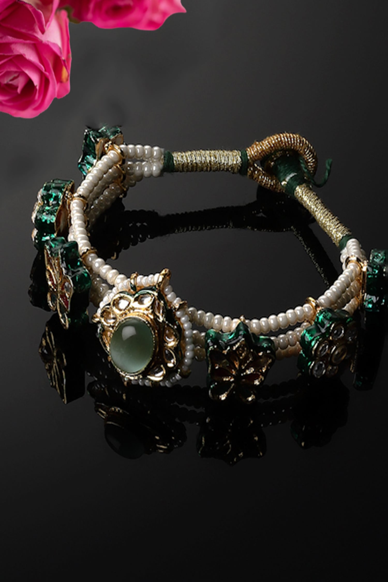 Saraf RS Jewellery Rose Gold Plated Green Emerald Studded Statement Bracelet  Buy Saraf RS Jewellery Rose Gold Plated Green Emerald Studded Statement  Bracelet Online at Best Price in India  Nykaa