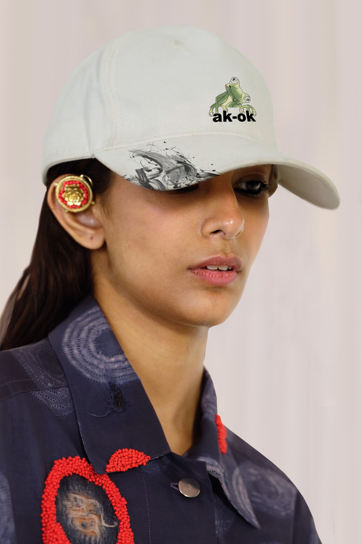 Buy AK-OK White Animal Print Cotton Baseball Cap Online