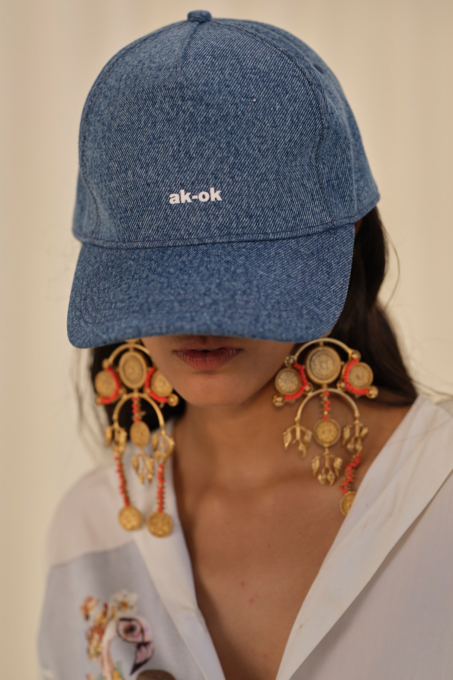 AK-OK - Blue Denim Typographic Print Baseball Cap