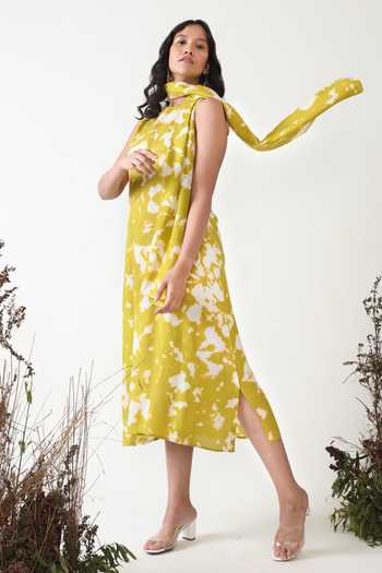what is a princess line dress Divena Tie Dye Printed A-line Dress Pink main image 1
