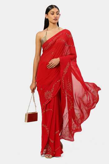 Rose Gold Lurex Viscose Saree with Belt