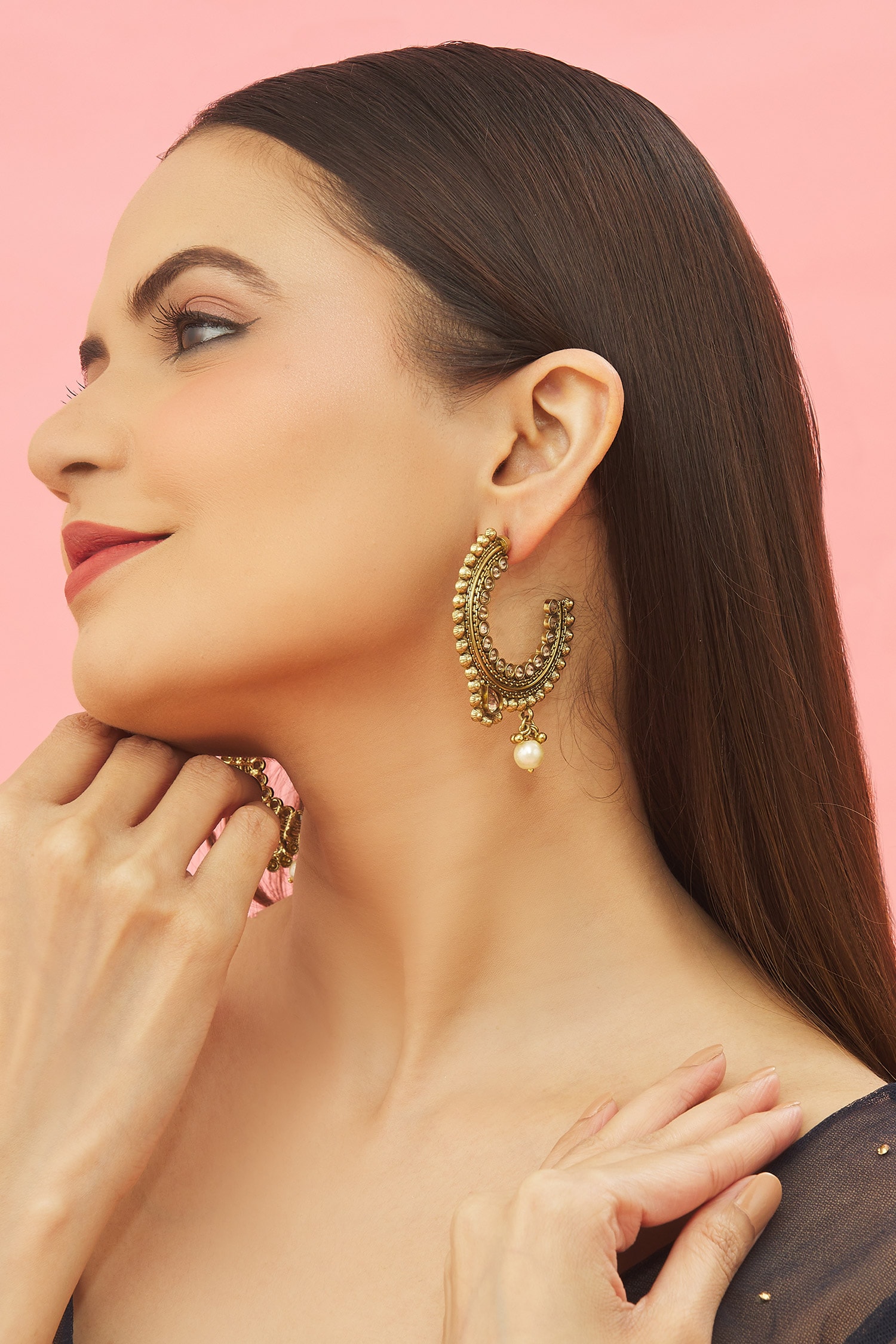 Buy Kista Stone Embellished Hoop Earrings Online  Aza Fashions
