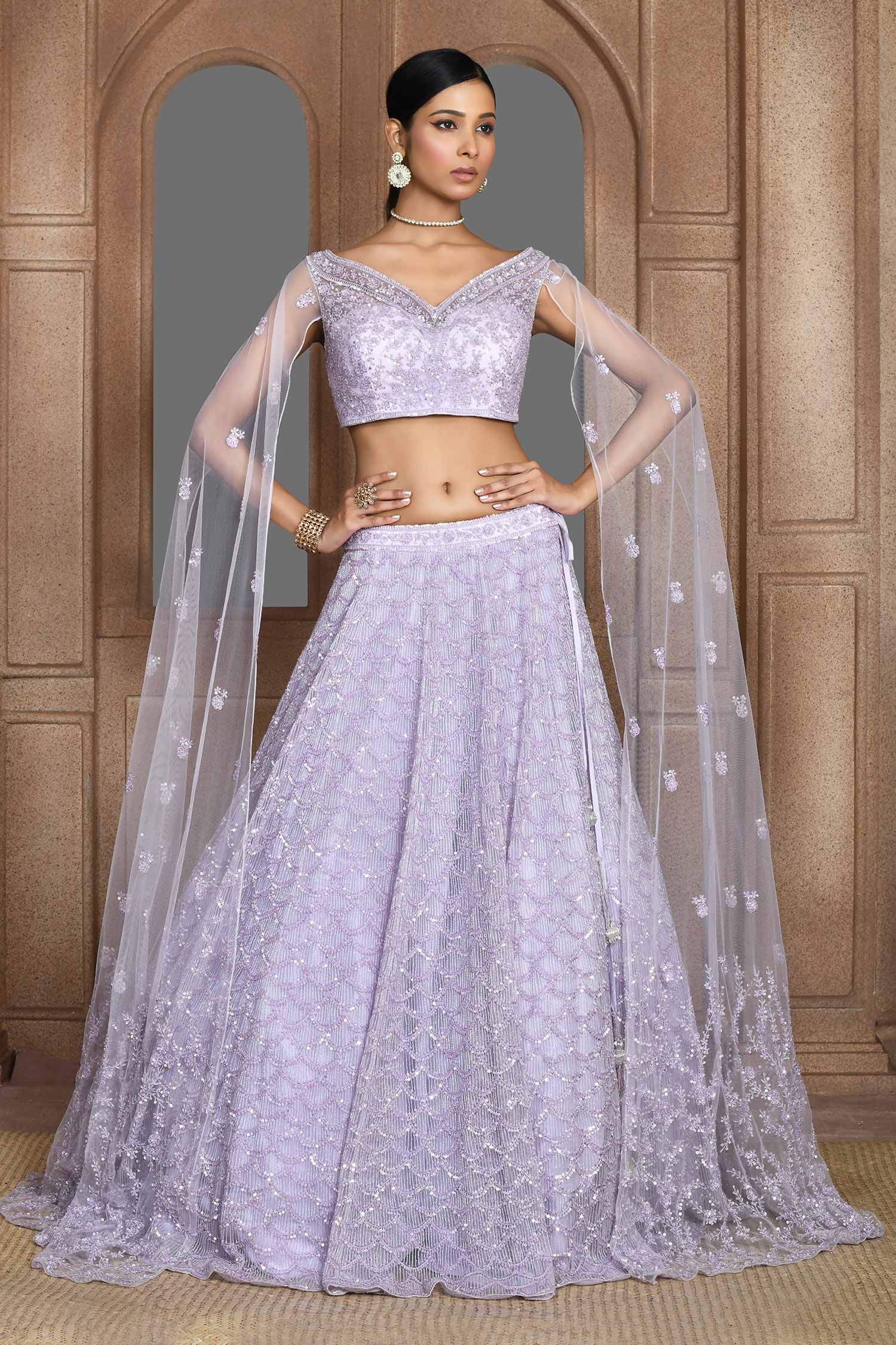 Shoulder cut lehenga choli sale