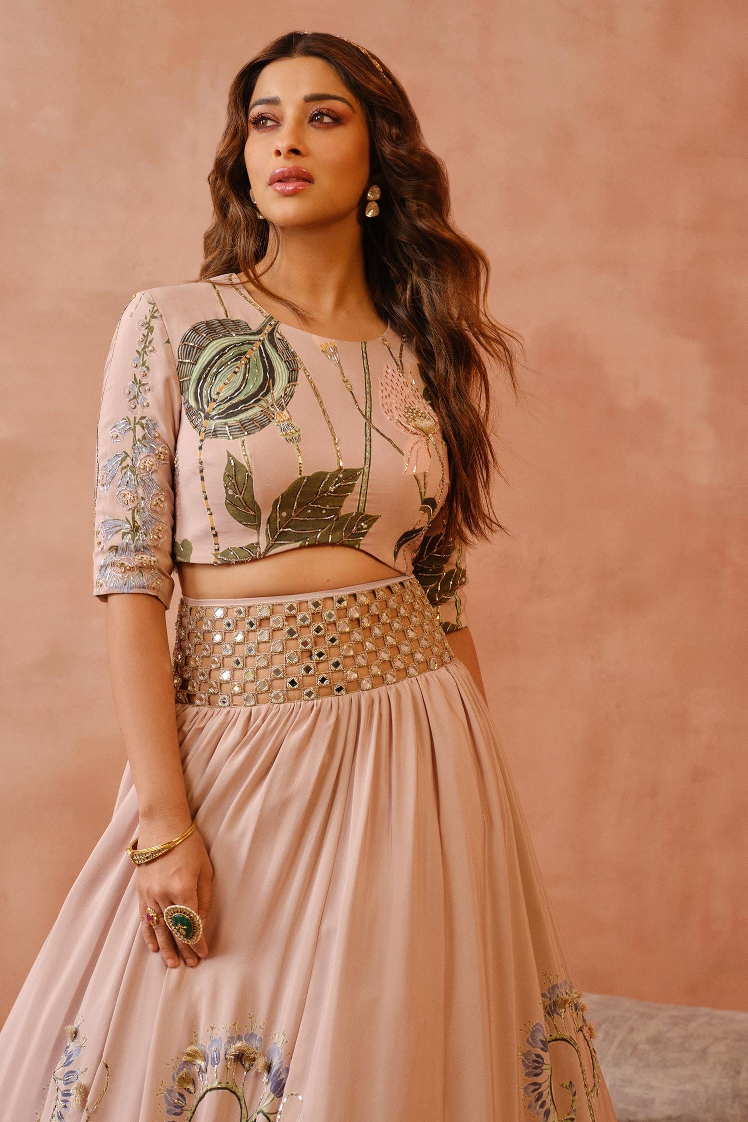 Dusky Rose Pink Embroidered Blouse With Lehenga Design by Payal Singhal at  Pernia's Pop Up Shop 2024