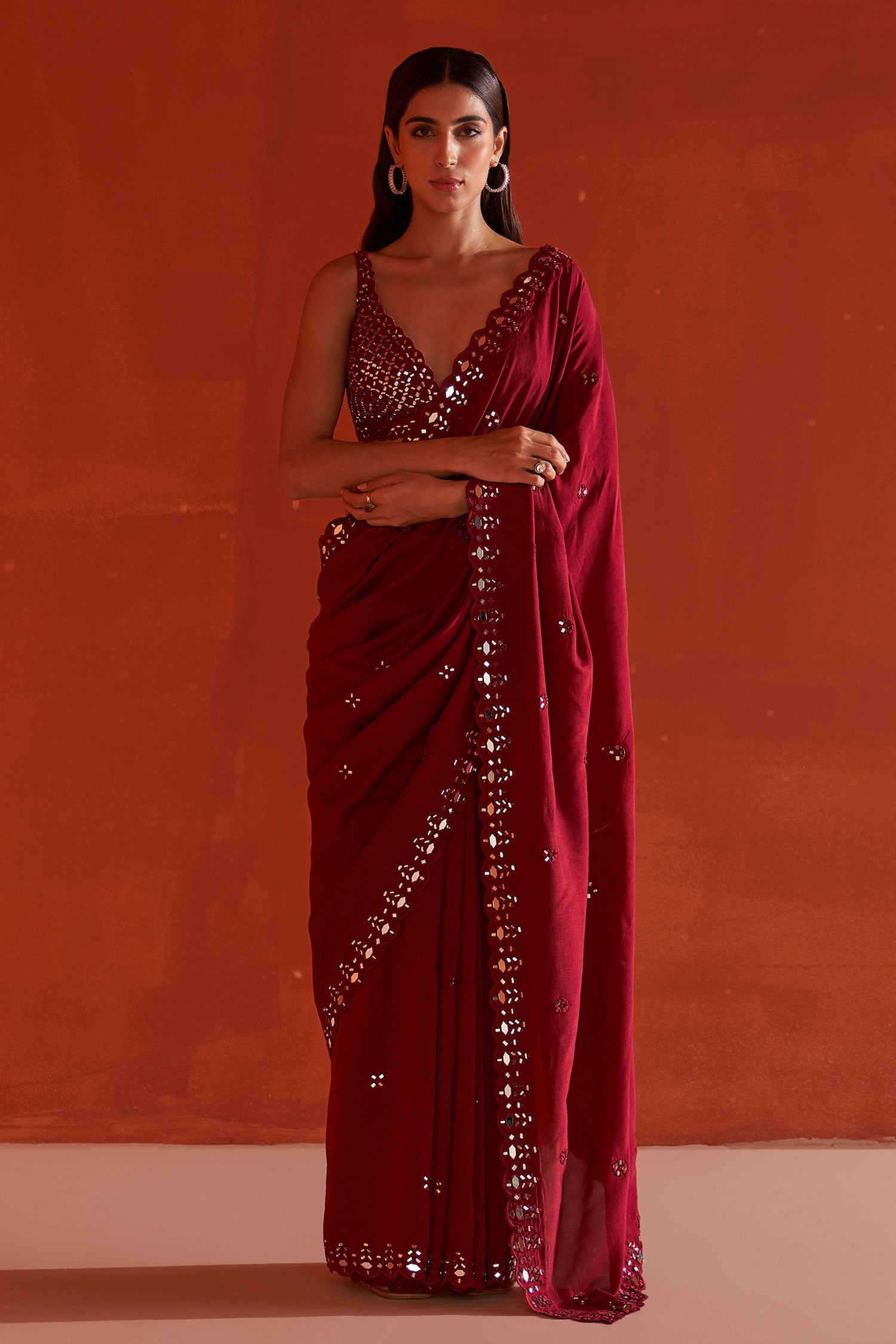 Kerala Kasavu Saree with Maroon and Silver Border – Keraloom