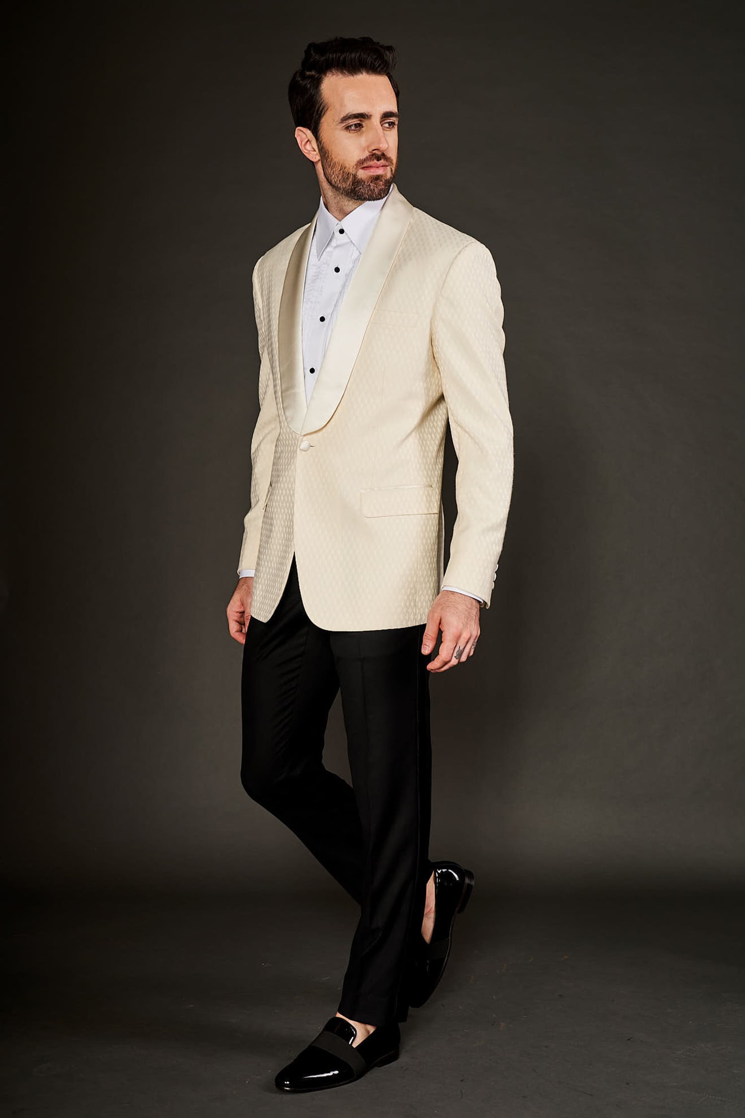 Buy Arjun Kilachand Ivory Wool Silk Shawl Lapel Collar Tuxedo And Trouser  Set Online  Aza Fashions