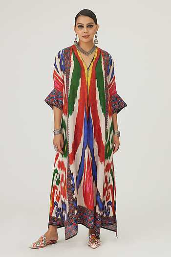 Silk asymmetric tunic with vintage Benaras cuff- Tarabhai
