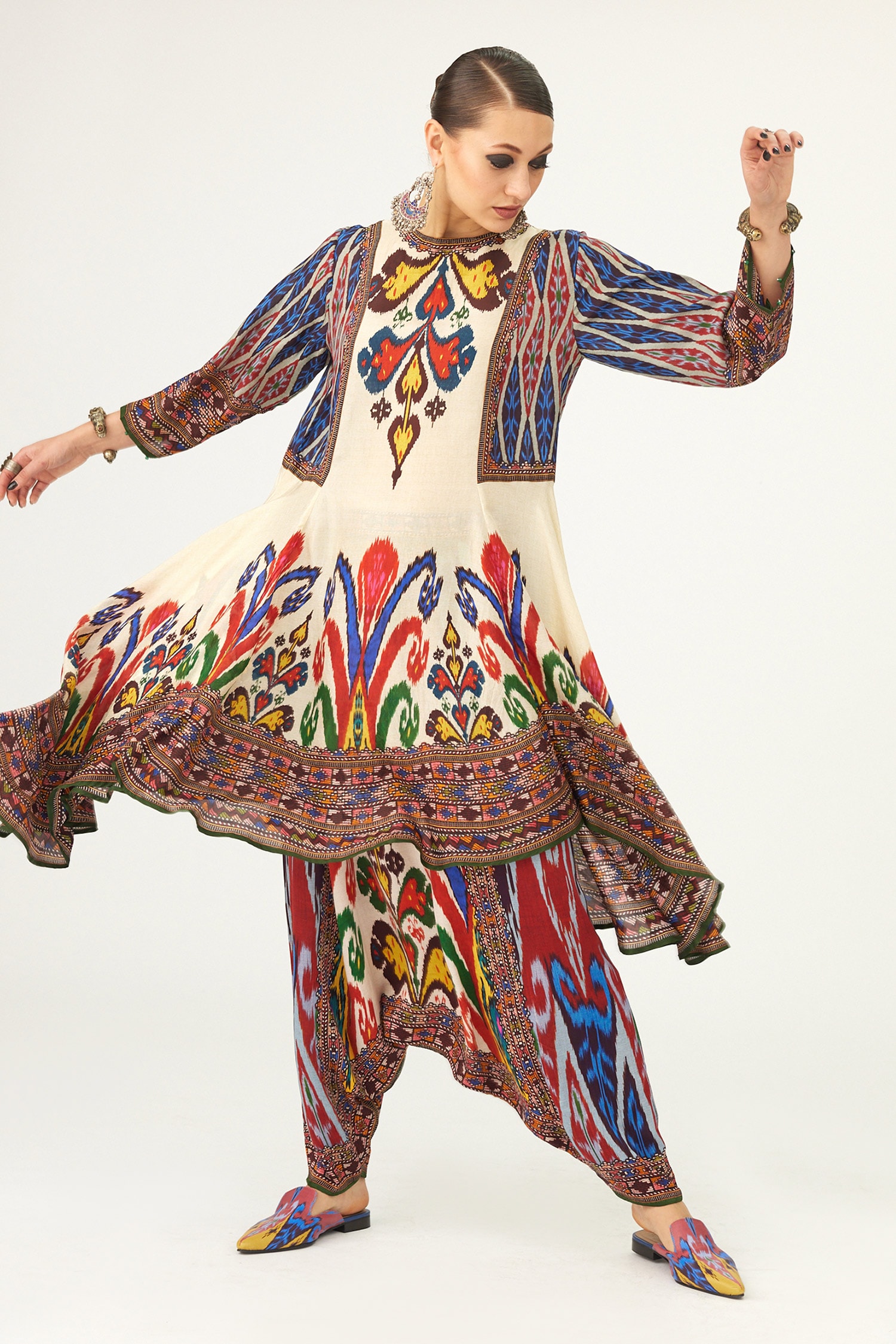 Rajdeep Ranawat Multi Color Satin Maimouna Floral Print Turkish Pant