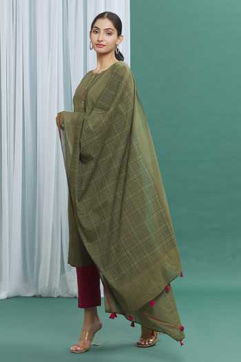Green Printed Women Dupatta